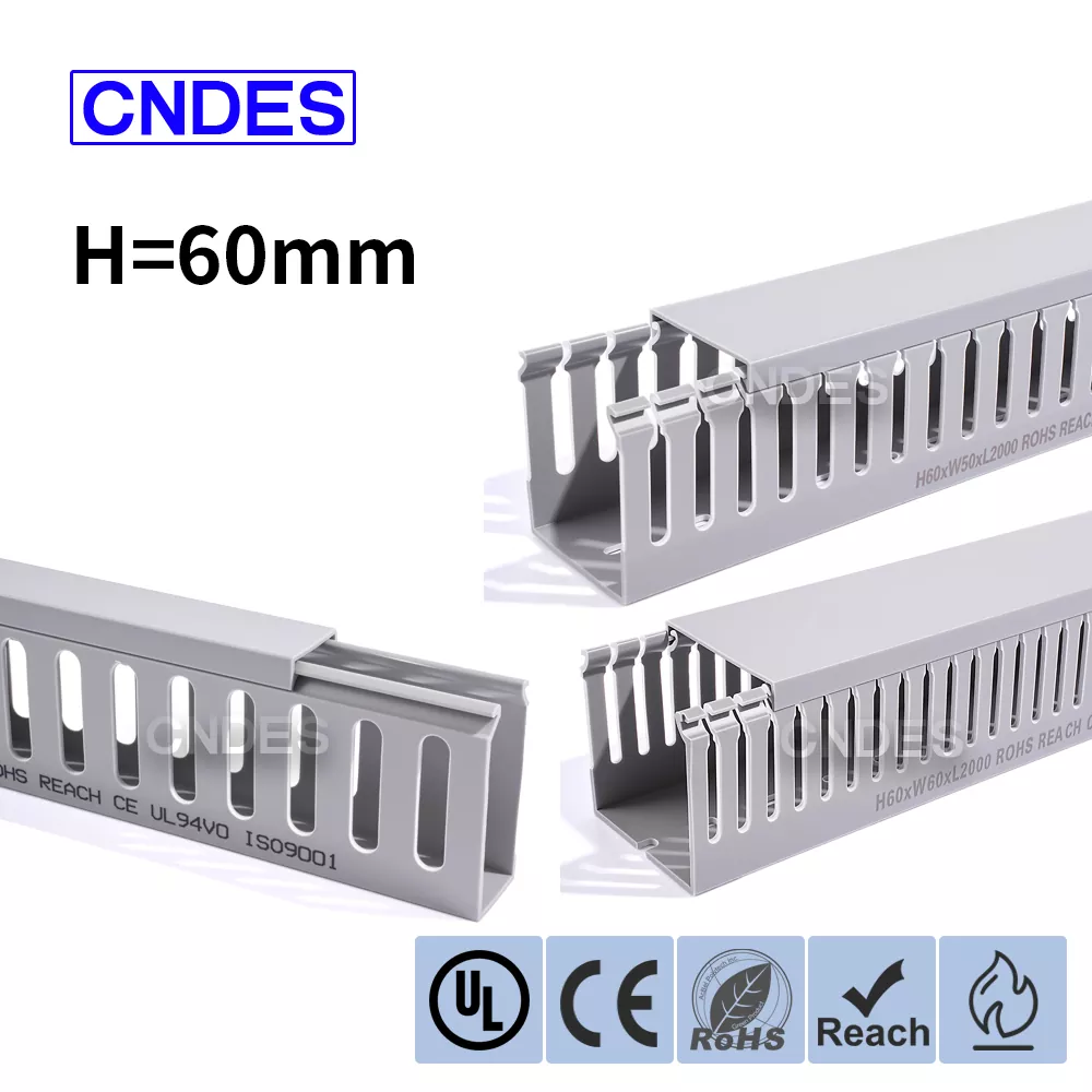 Saluran Kabel PVC Berlubang Abu-abu Tinggi 60mm